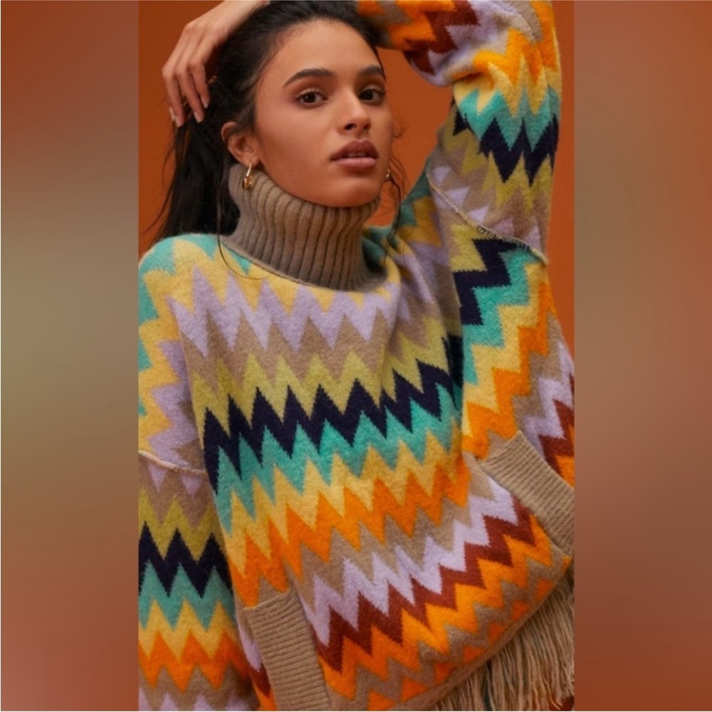 Plenty Tracy Reese Fringe Sweater Anthropologie SMALL